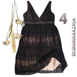BCBGMAXAZRIA Black Lace Formal Dress Size 4